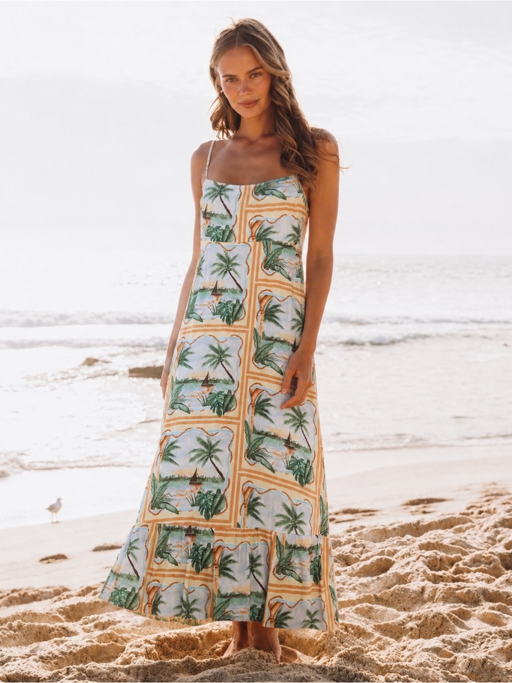 NWT Label of Love Summer Tropical Print Maxi Dress, Size M